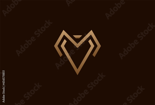 initial M Diamond logo. Letter M with diamond combination in gold color. usable for brand and business logos. flat design logo template element. vector illustration