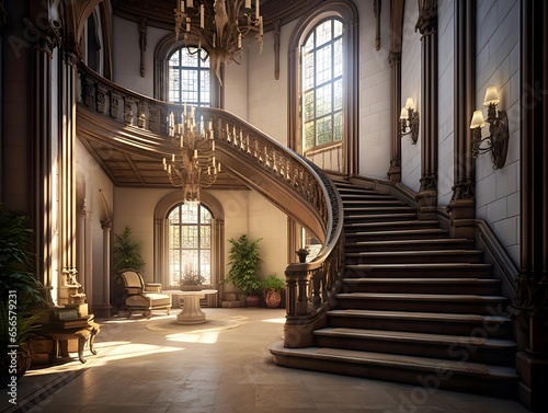 Interior of the Royal Palace in Budapest, Hungary. 3D rendering