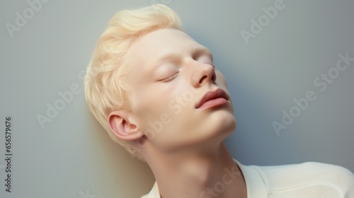 Dreaming peaceful person with closed eyes, meditating