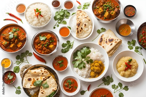 Delicious India Food in White Background , AI Generated Image 