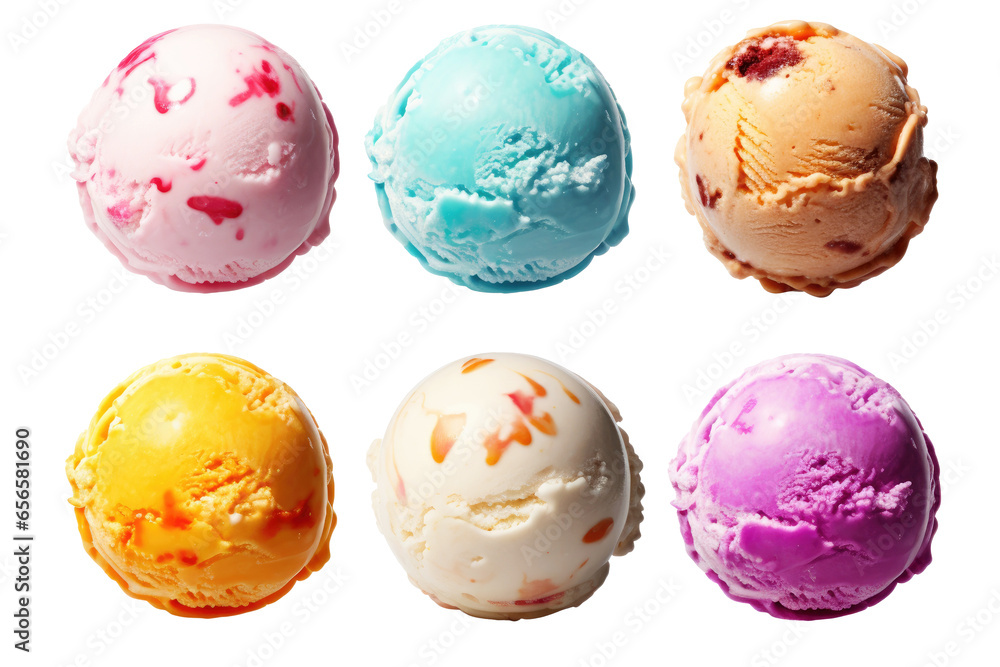 Ice cream scoops collection on transparent background. Ice cream scoops collection on transparent background.