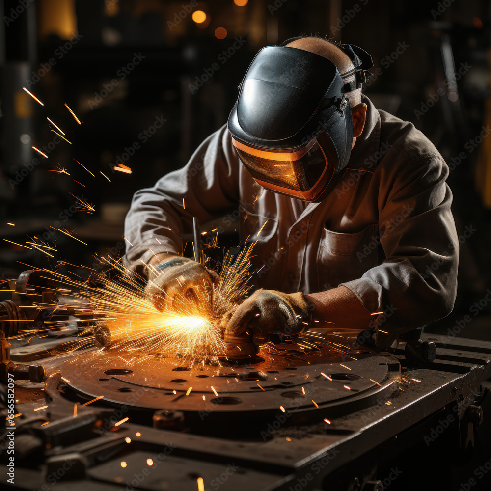 welder works in metal shop welder works in metal shop