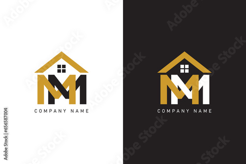 Modern letter MM and Real Estate logo design 