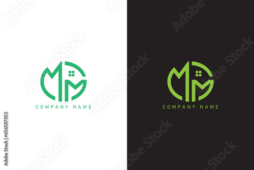 Modern letter MM and Real Estate logo design 