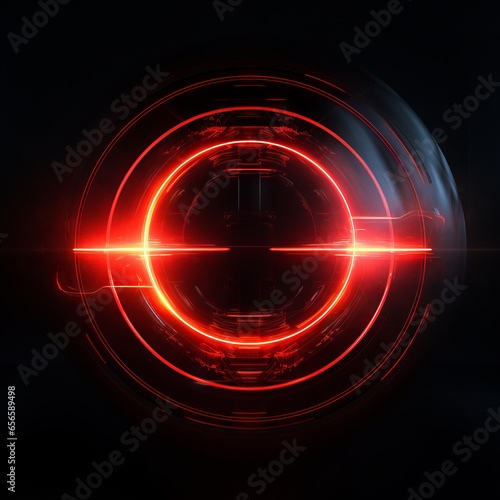 Abstract red neon space circles background