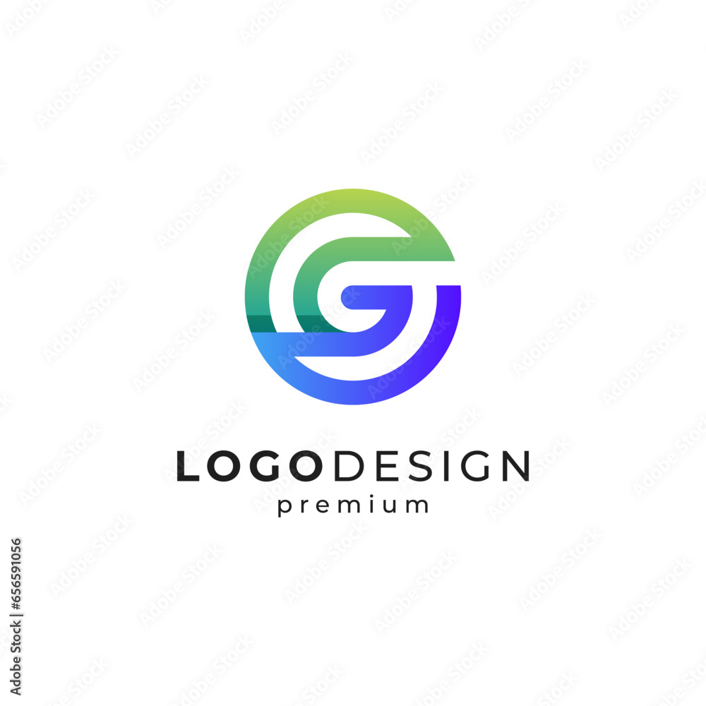 letter G with circle for environment, garden or brand logo design