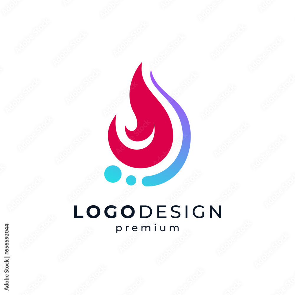 HVAC logo design with simple water and fire HVAC logo design with simple water and fire