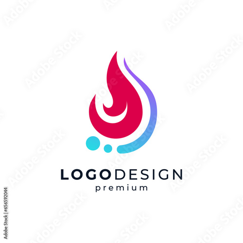 HVAC logo design with simple water and fire