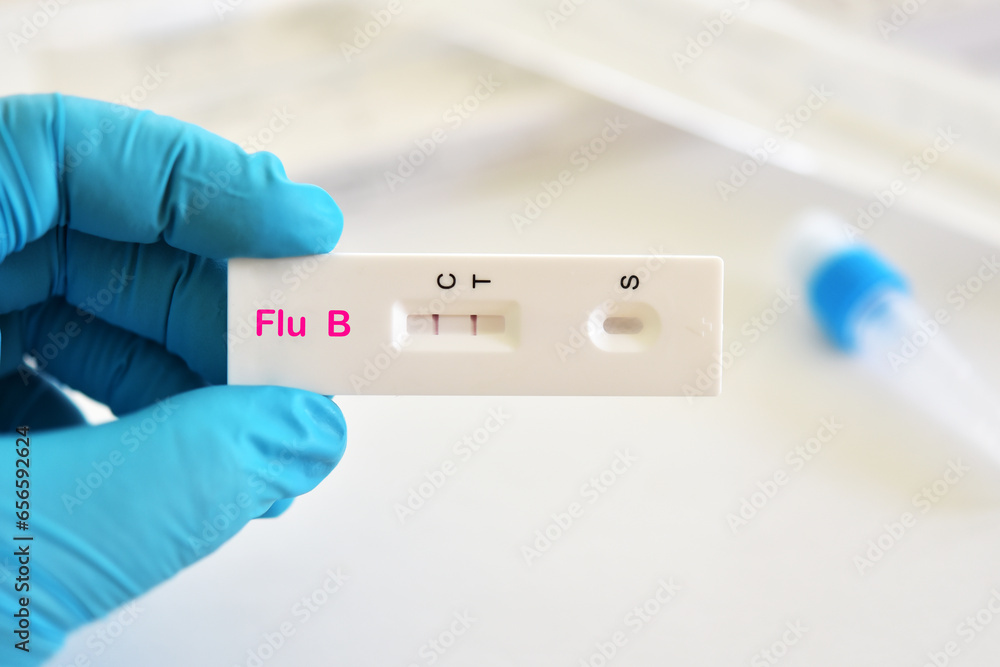 Influenza B virus positive test result by using rapid test device Influenza B virus positive test result by using rapid test device