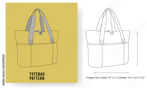Tote Bag for Women, Tote bag pattern, Foldable Tote Bag With Zipper Large Shoulder Bag Top Handle Handbag for Travel.