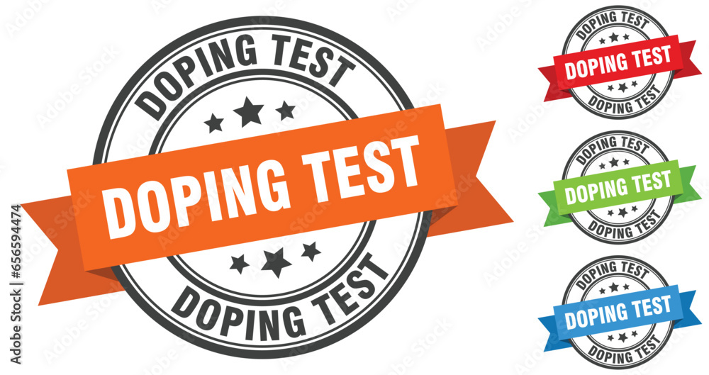 doping test stamp. round band sign set. label doping test stamp. round band sign set. label