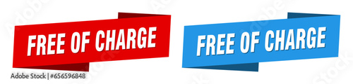 free of charge banner. free of charge ribbon label sign set