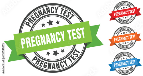 pregnancy test stamp. round band sign set. label