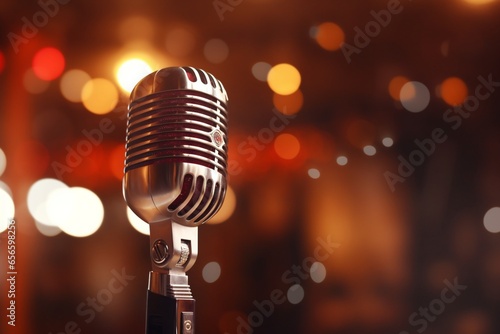 Microphone in a Blurred Bar Background