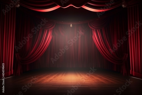 Red Curtain with Spotlight photo