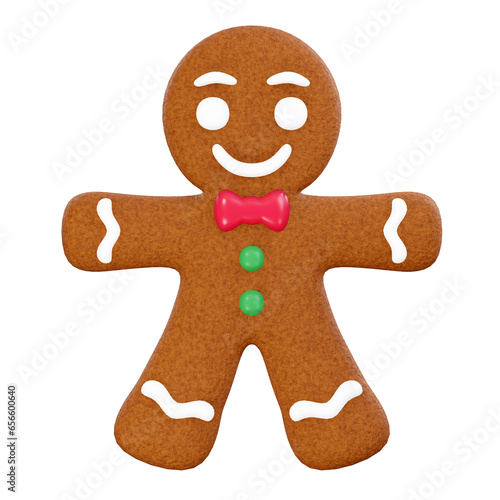 Ginger bread Christmas cookie, 3d rendering illustration..