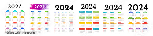 Calendar for 2024 isolated on a white background
