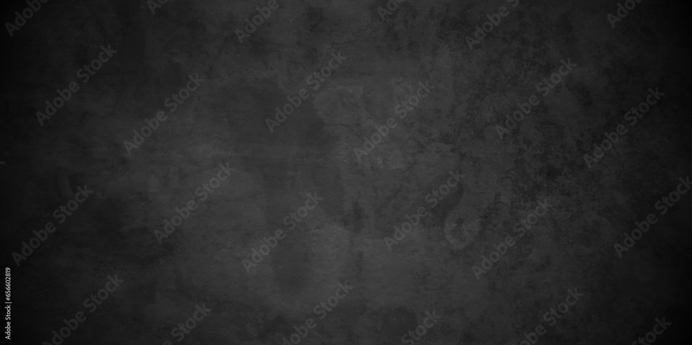Black stone wall texture grunge rock surface. dark gray  concrete background backdrop. wide panoramic banner. old wall stone for dark black distressed grunge background wallpaper rough concrete wall.  - obrazy, fototapety, plakaty 