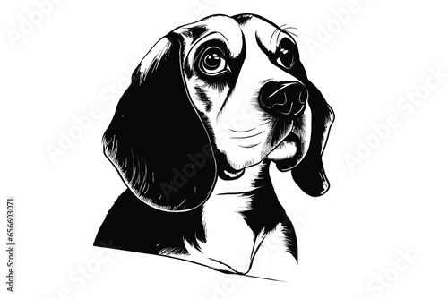 Beagle Essence: A Detailed Vector Illustration of a Graceful Beagle Dog's Head