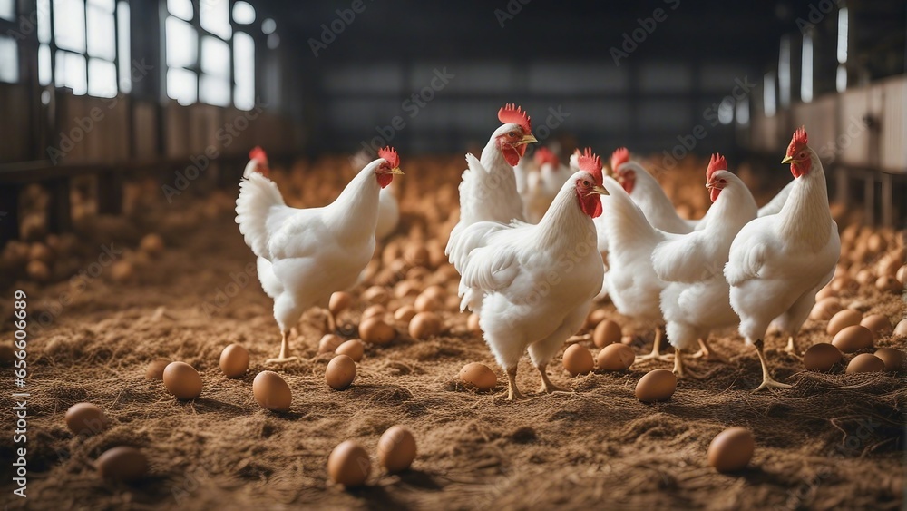 Fototapeta premium inside view of egg production factory