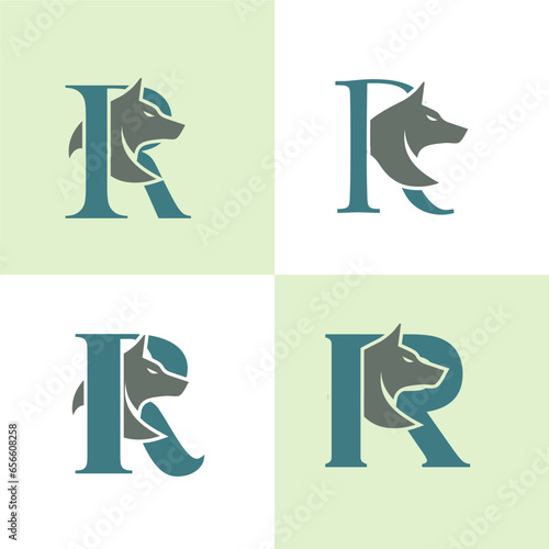 Initials Logo Design Alphabet Letter R I Wolf Logo Design Concept