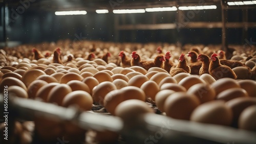 inside view of egg production factory  photo