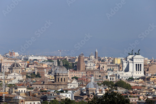 View of the city of Rome from the Janiculum with a view of the Altare della Patria and the domes of Sant'Andrea delle Fratte, Church of Gesù, Church of the Santissimo Nome di Maria al Foro Traiano