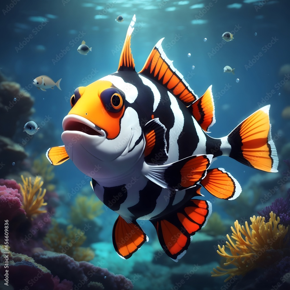 Clown triggerfish illustration Ai Generative Clown triggerfish illustration Ai Generative
