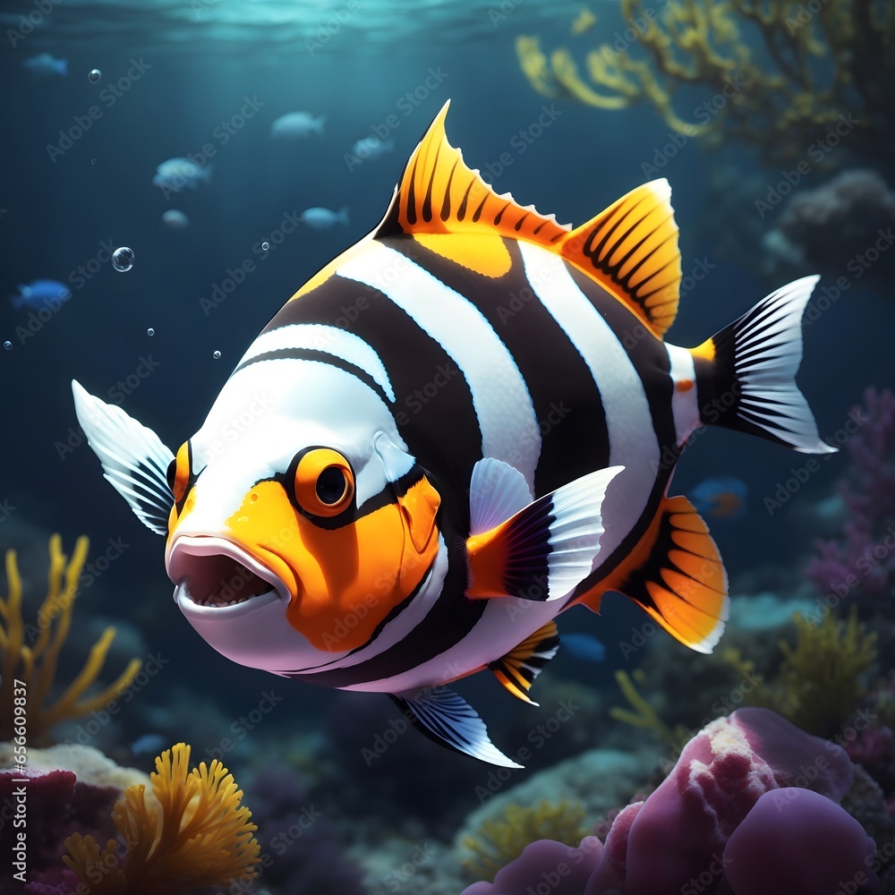 Clown triggerfish illustration Ai Generative Clown triggerfish illustration Ai Generative
