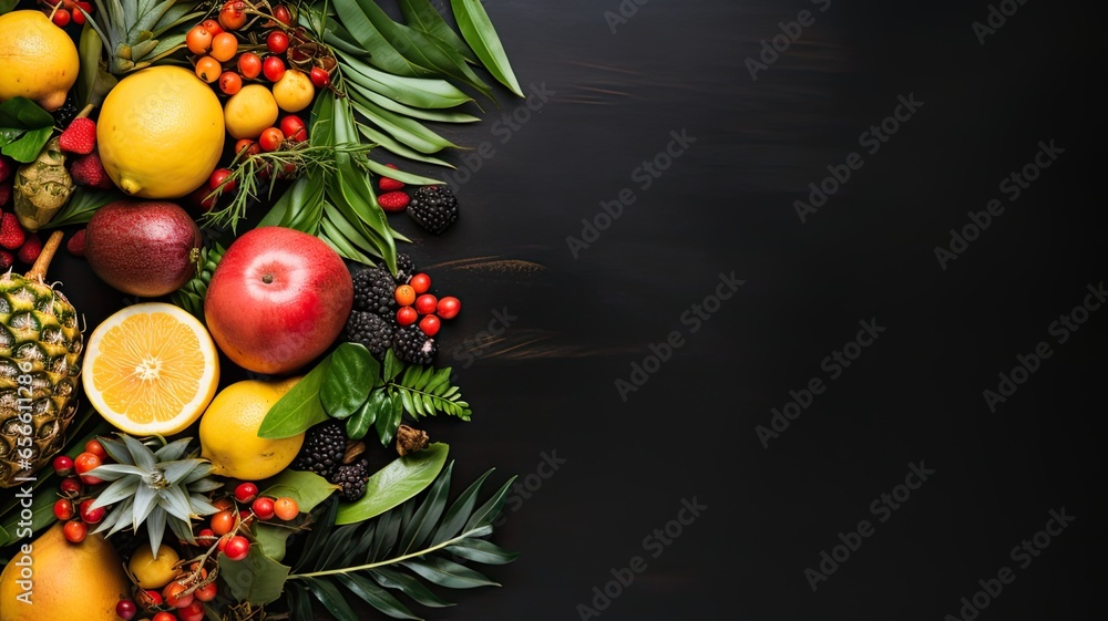 Tropical fruit background template Tropical fruit background template
