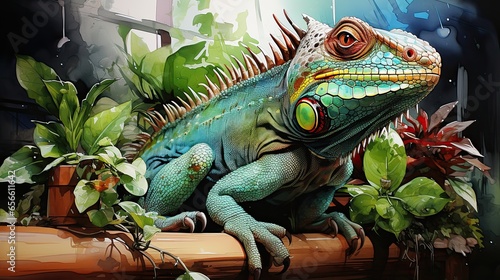 Watercolor of various types of chameleon in various colors. © Ramon Grosso