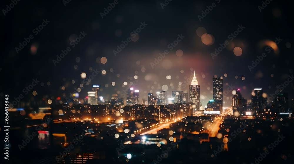 Fototapeta premium Night Lights in the City, Generative AI