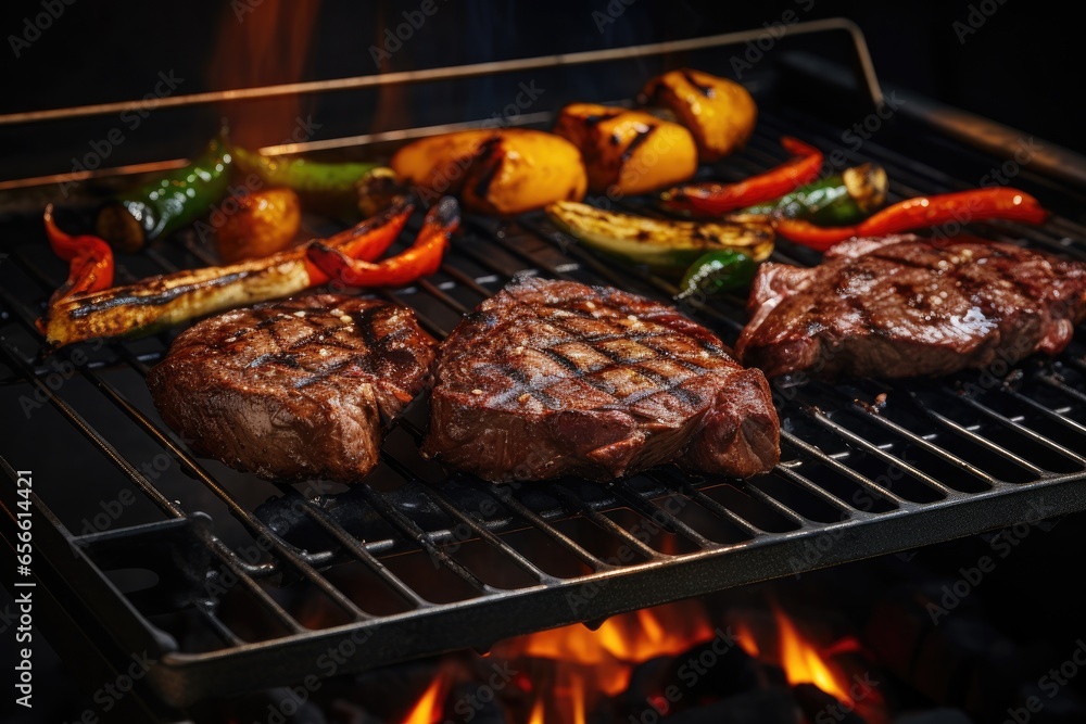 some juicy steaks on the grill. 