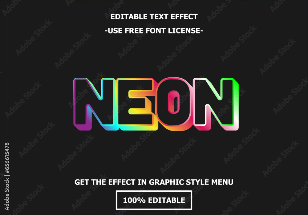 Neon 3D editable text effect template. Style premium free font license vector Neon 3D editable text effect template. Style premium free font license vector