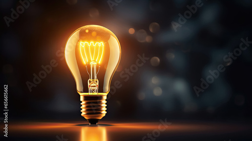One of Lightbulb glowing dark area with copy space for creative thinking, problem solving solutions and outstanding concept