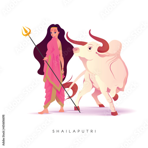 Navratri Concept Illustration, Goddess Shailaputri, Happy Navratri
