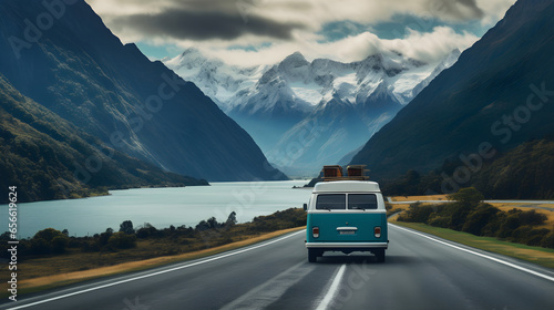 a van driving down the highway