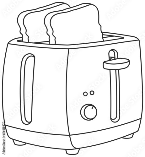 toaster with bread without background