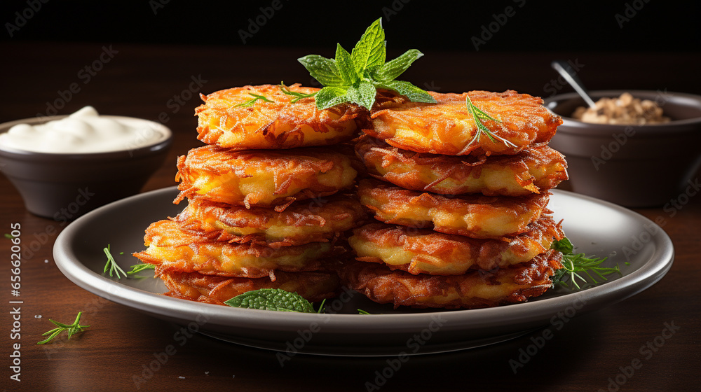 A stack of potato pancakes UHD wallpaper Stock Photographic Image A stack of potato pancakes UHD wallpaper Stock Photographic Image