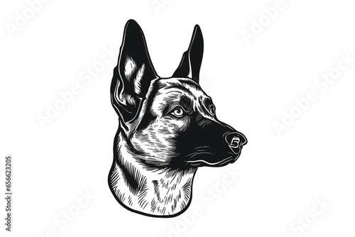 Eyes of Loyalty: A Detailed Vector Portrait of a Belgian Malinois