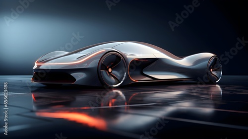 3D rendering of a brand-less generic concept car in studio environment © Iman