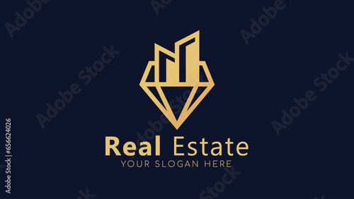 Vector diamond real estate logo design, luxury real estate logo