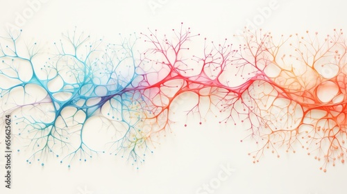 tree of colored neurons on a white background, neurography, expansion photo