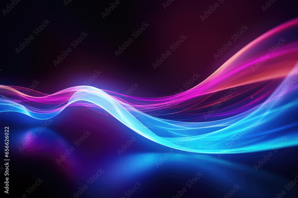 Fototapeta premium Abstract background with blue and purple smooth lines and bokeh