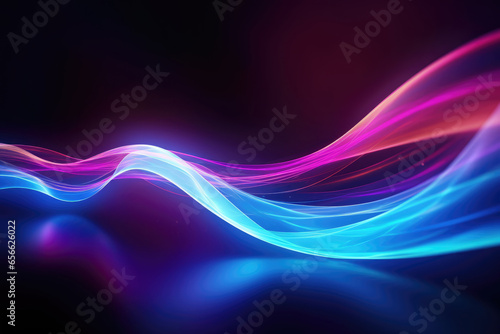 Abstract background with blue and purple smooth lines and bokeh