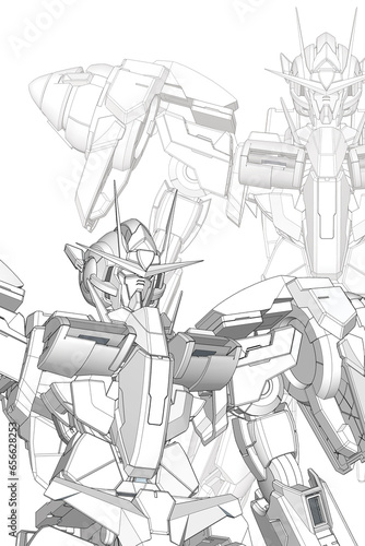 Mobile Suit Gundam 00 Raiser Line Art Illustration photo