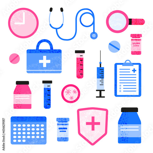 Set of flat medical icons.