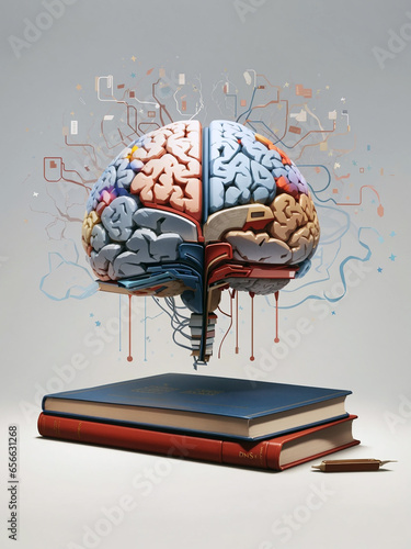Book and brain concept created with ai
