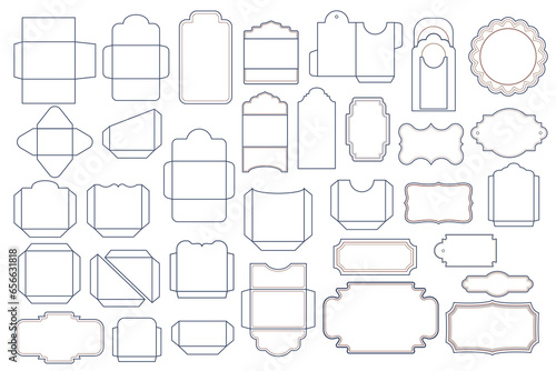 Junk journal card template, dieline and structure, bundle.