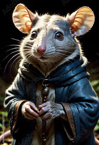 portrait of an old wise rat in fairy tale style, fantasy art. generative ai